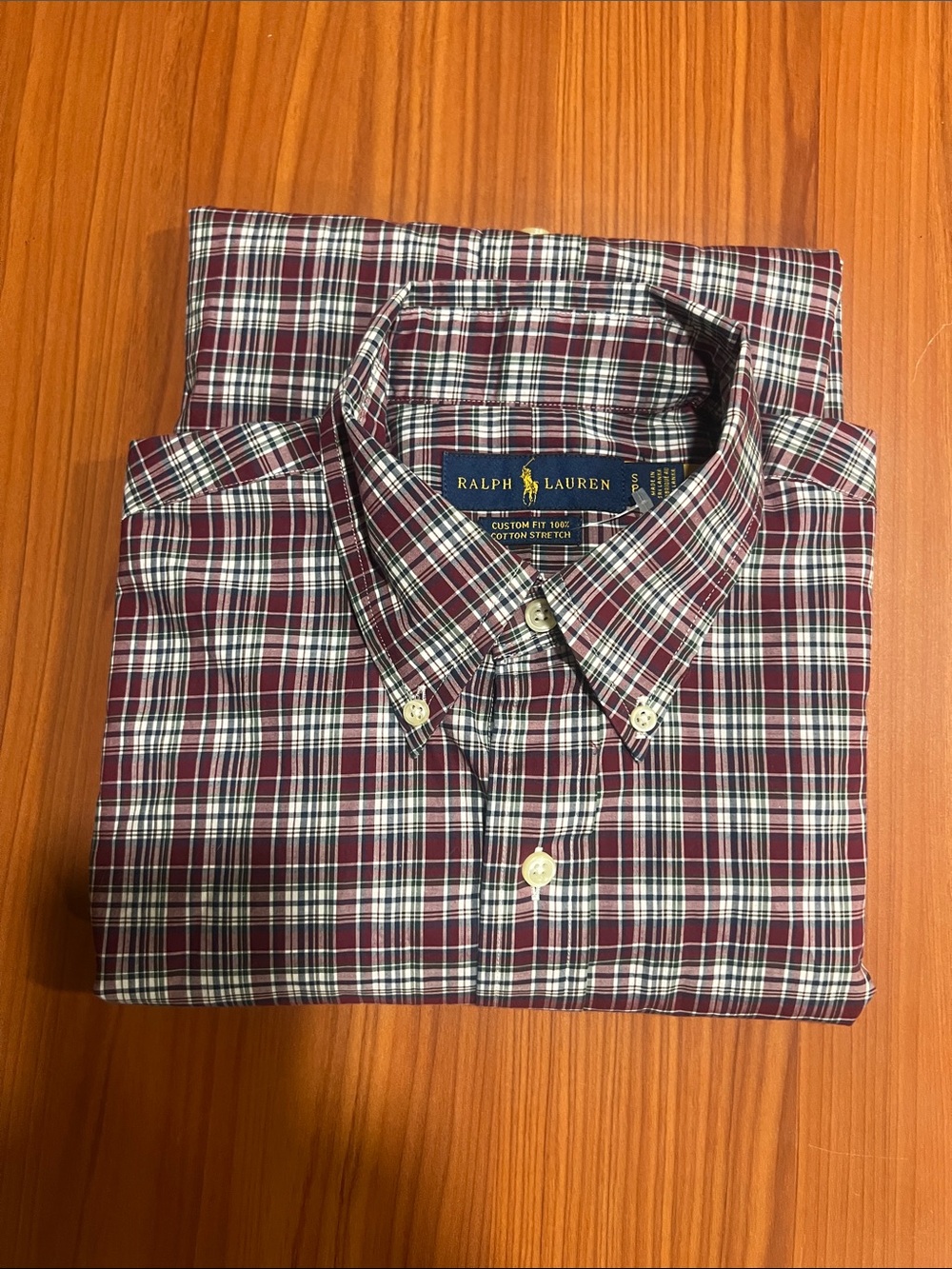 Ralph Lauren Men’s Burgundy and White Plaid Button-Down Shirt
